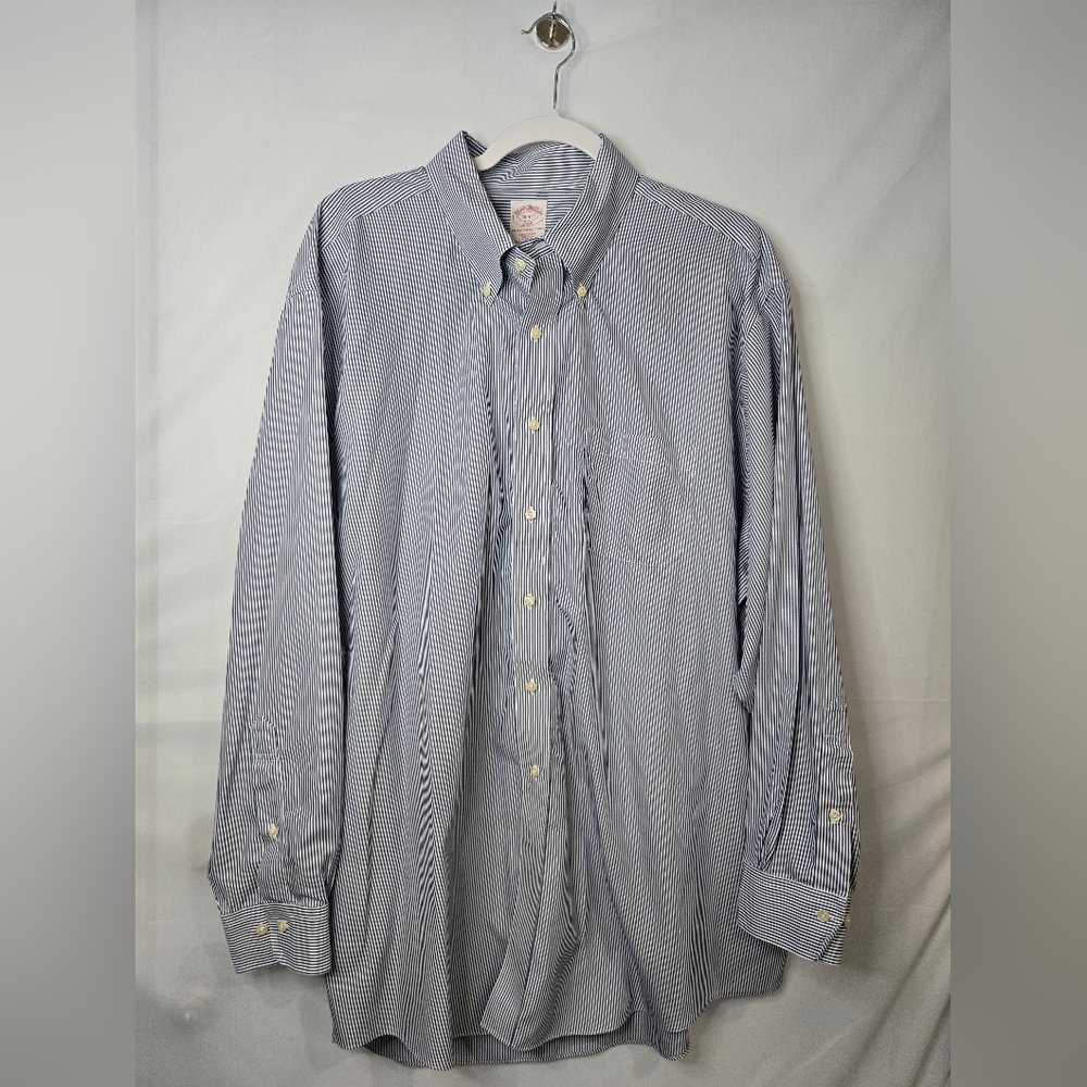Brooks Brothers 346 Men's Blue/ White Striped Shirt Size 18 4/5